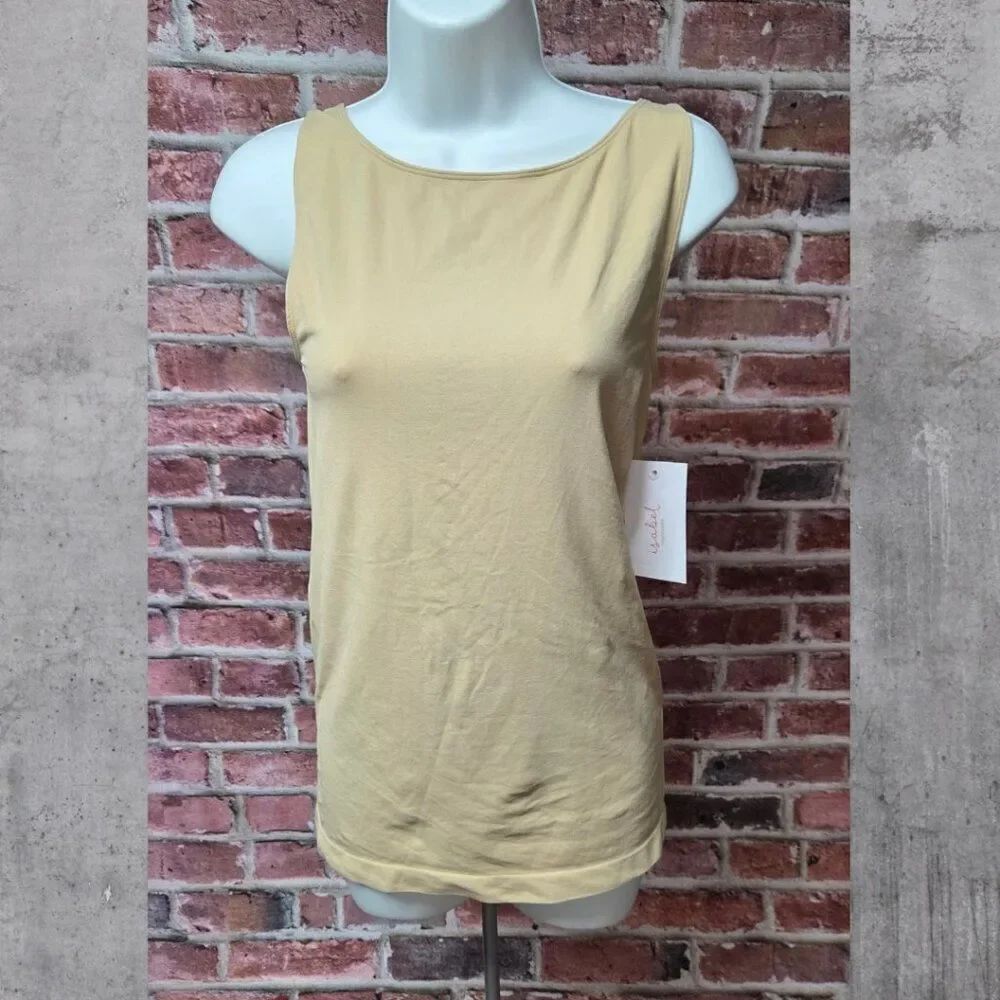 Isabel Maternity Tan Tank Top Large Sleeveless Boatneck Soft Stretch Lightweight